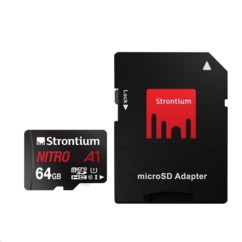 Carte Micro SDXC Strontium Nitro A1 64 Go avec adaptateur SD.