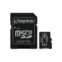 Carte microSDXC Kingston 512 Go avec adaptateur SD.