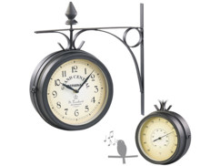 horloge de gare style retro en metal grand cadran avec second cadran fer thermometre et sonnerie 12 heures st leonhard