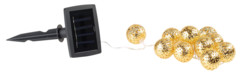 guirlande lumineuse solaire etanche 2m avec 10 boules dorées avec eclairage clignotant lunartec