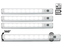 4 Réglettes LED avec détecteur de mouvement - blanc froid