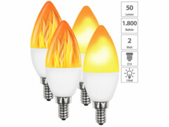 Lot de 4 ampoules LED E14 à effet flamme.