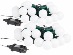 2 guirlandes guinguette 4,75 m 20 ampoules LED 1W - Blanc chaud