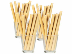 48 pailles en bambou 13cm réutilisables avec brosse de nettoyage