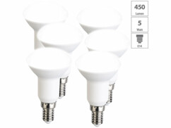 6 spots LED E14 réflecteur R50 - 450 lm - Blanc neutre