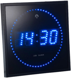 Horloge digitale murale avec 60 LED - Radiopilotée - Bleu