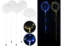 4 ballons transparents Ø 30 cm avec guirlande lumineuse