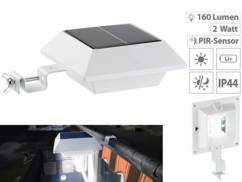 Lampe solaire à LED pour gouttière 160 lm / 2 W avec capteur PIR - Blanc