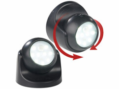 2 spots LED sans fil 2 W  s/ 360° avec capteurs de mouvement et d'obscurité