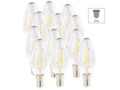 12 ampoules bougie LED E14 - 4 W - 470 lm - Blanc chaud