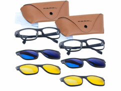 2 lunettes anti lumière bleue avec 2 sur-lunettes magnétiques et 2 protections