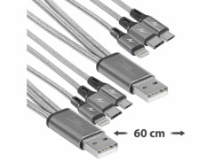 2 câbles de chargement 3 en 1 Micro-USB / USB-C / Lightning - 60 cm