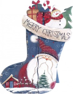 Chaussette décorative en bois - motif Père Noël