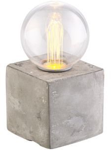 petite lampe de table deco steampunk socle en ciment et ampoule multi filaments lunartec