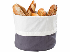 Corbeille à pain avec sac en coton de 25 cm de diamètre.