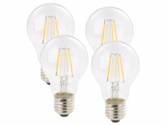 4 ampoules LED à filament format goutte E27 4W 470 lm 360° -  blanc chaud