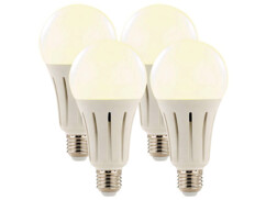 4 ampoules LED E27 High Power 24 W / 2250 lm - Blanc chaud Luminea