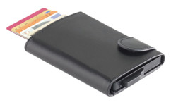 portefeuille en faux cuir avec boitier en aluminium rfid anti hacking piratage carte bleue payement sans contact
