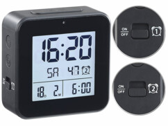 montre réveil double alarme avec thermomètre et hygromètre