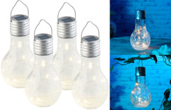 4 ampoules à LED décoratives aspect craquelé, avec chargement solaire