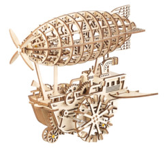 Maquette 3D mobile en bois "Dirigeable Steampunk" 25 x 30 cm - 349 pièces