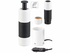 Machine à café automatique : Rosenstein & Söhne Mini-machine à expresso manuelle avec chauffe-eau 12 volts, 10 g/100 ml Image 1