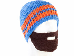 Bonnet avec barbe - Bleu / orange