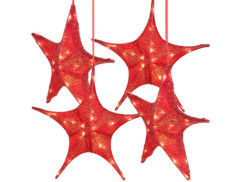 Lot de 4 étoiles de Noël pliables Ø 65 cm avec LED