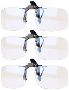 3 clips sur-lunettes anti lumière bleue + UV 400