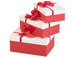 Lot de 3 paquets cadeau rouges et blancs pré-emballés pour cadeaux de noel et anniversaire