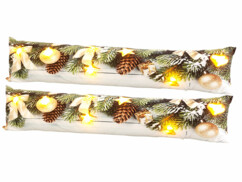 2 coussins de porte à 7 LED avec motifs de Noël - 90 x 20 cm