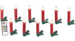 10 guirlande led avec clip formes bougies rouges pour sapin de noel