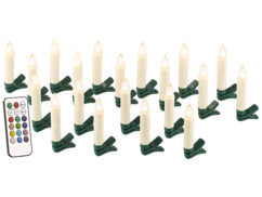 20 guirlande led avec clip formes bougies blanches pour sapin de noel avec télécommande