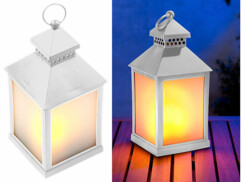 Lanterne à LED effet flamme avec minuteur - Blanc