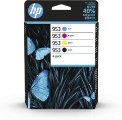 Pack de 4 cartouches originales HP 953 6ZC69AE (noir, magenta, cyan et jaune) de la marque HP pour imprimante de la gamme HP OfficeJet Pro, dans son emballage