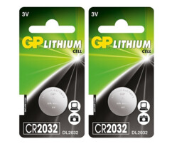 2 piles bouton au lithium CR2032 3 V / 220 mAh de la marque GP