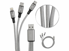 Câble de chargement 3 en 1 compatible Micro-USB / USB-C / Lightning - 120 cm
