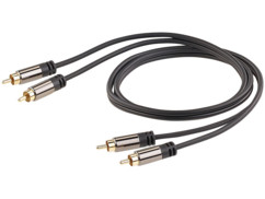 cable audio cinch male vers cinch mâle connecteurs dorés 24 carats cable en cuivre double blindage 1m