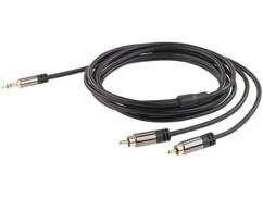 cable audio cinch male vers jack 3,5mm mâle connecteurs dorés 24 carats cable en cuivre double blindage 2 m