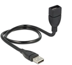 Câble semi-rigide USB 2.0 mâle vers USB 2.0 femelle Delock - 0,50m