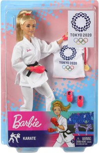 Barbie Sport Tokyo 2020, coffret Karaté, poupée articulée blonde avec kimono