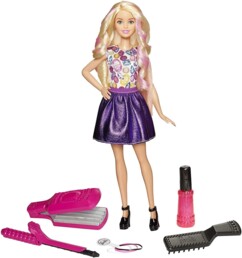 Barbie poupée Boucles et Couleurs, appareil à gaufrer et à boucler 