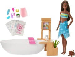 Coffret bien-être avec baignoire et poupée Barbie brune