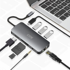 HUB 91 - HUB USB-C 9 Ports de couleur noir et de la marque CGV