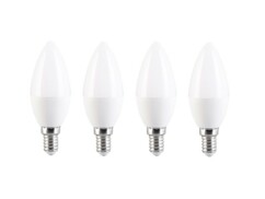 Pack de 4 ampoules bougies E14 de 3 watts avec une luminosité de 240 lumens avec température de couleur blanc lumière du jour.