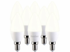 8 ampoules bougies E14 - 3 W - 240 lm - Blanc chaud Luminea