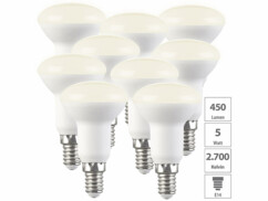9 réflecteurs LED E14 R50 - 5W - 450 lm - Blanc chaud
