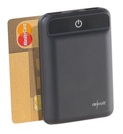 Mini batterie externe de secours powerbank format carte de credit capacité 10000 mah revolt pour iphone smartphone