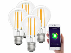 4 ampoules LED connectées LAV-150.w E27 - A60 - 7 W - Blanc chaud