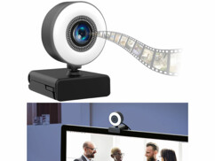 Caméra d'ordinateur : Somikon webcam USB Full-HD avec éclairage annulaire LED, autofocus, double microphone, H.264